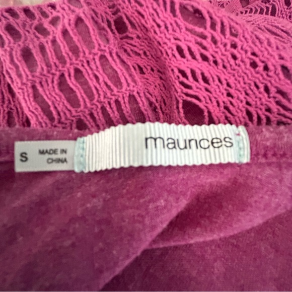 Maurices purple pink boho crochet-style mesh overlay tank top Size S - Picture 5 of 8